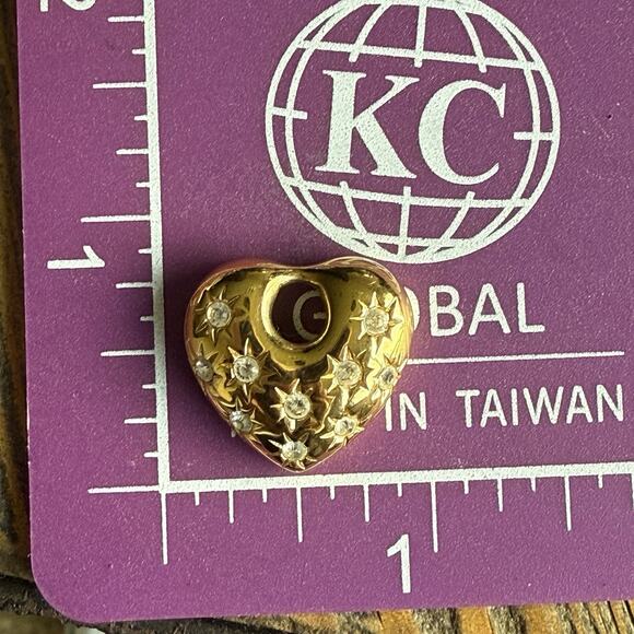 Signed Joan Rivers Clear Rhinestone Puffy Heart Earring Piece Part Repair Craft - Picture 4 of 4